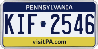 PA license plate KIF2546