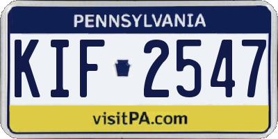 PA license plate KIF2547