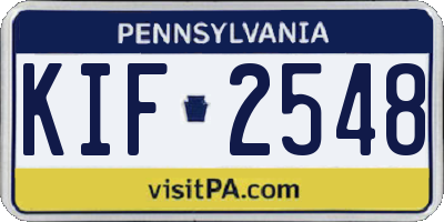 PA license plate KIF2548