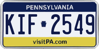 PA license plate KIF2549