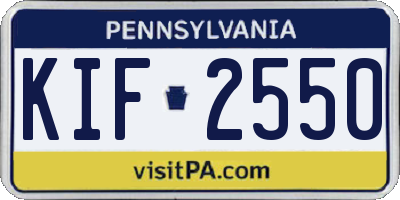 PA license plate KIF2550