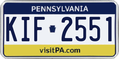 PA license plate KIF2551