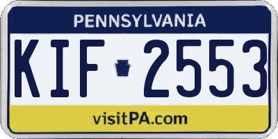 PA license plate KIF2553