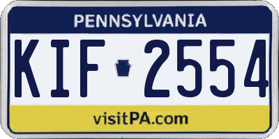 PA license plate KIF2554
