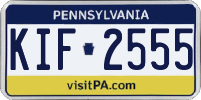 PA license plate KIF2555