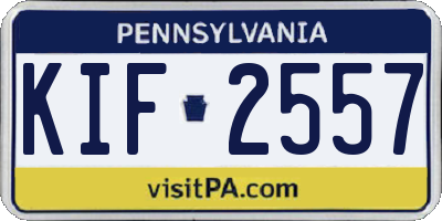 PA license plate KIF2557