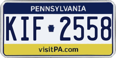 PA license plate KIF2558