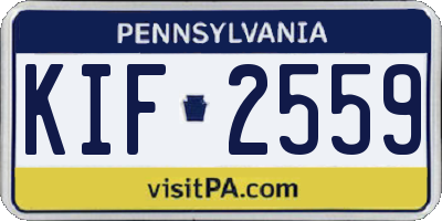 PA license plate KIF2559