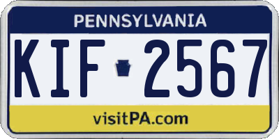 PA license plate KIF2567