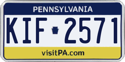 PA license plate KIF2571