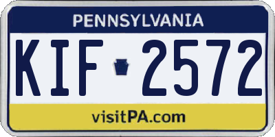 PA license plate KIF2572