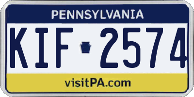 PA license plate KIF2574