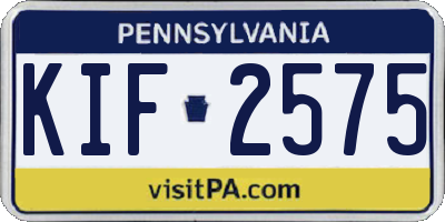 PA license plate KIF2575