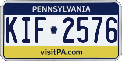 PA license plate KIF2576