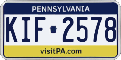 PA license plate KIF2578