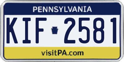 PA license plate KIF2581