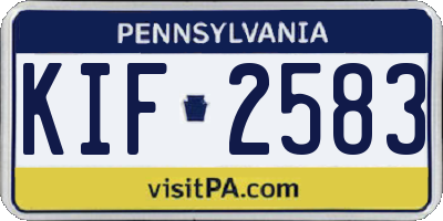 PA license plate KIF2583
