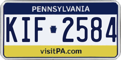 PA license plate KIF2584