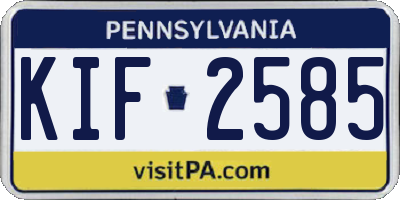 PA license plate KIF2585