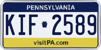 PA license plate KIF2589