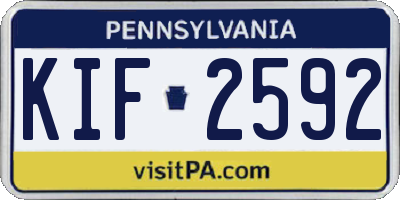 PA license plate KIF2592