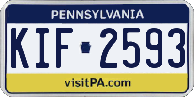PA license plate KIF2593