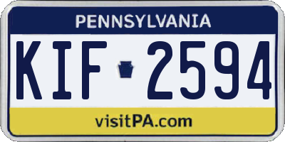 PA license plate KIF2594