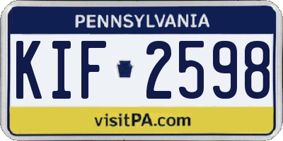 PA license plate KIF2598