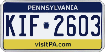 PA license plate KIF2603