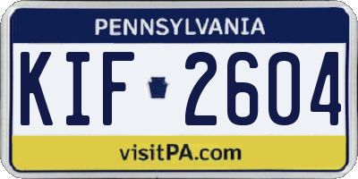 PA license plate KIF2604