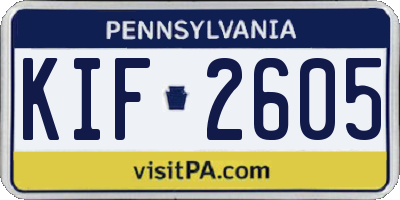 PA license plate KIF2605