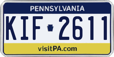PA license plate KIF2611