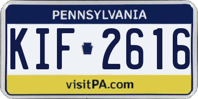 PA license plate KIF2616