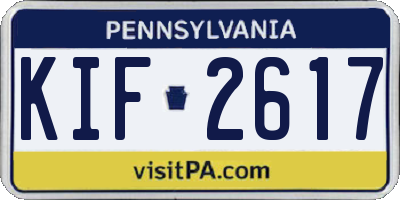 PA license plate KIF2617
