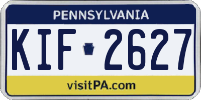 PA license plate KIF2627