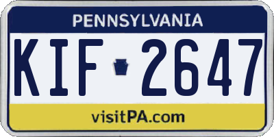 PA license plate KIF2647