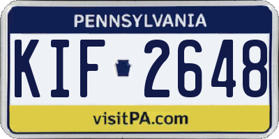 PA license plate KIF2648