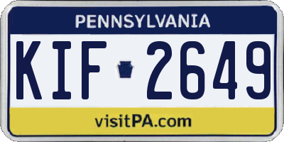 PA license plate KIF2649