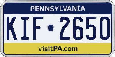 PA license plate KIF2650