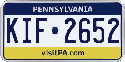 PA license plate KIF2652