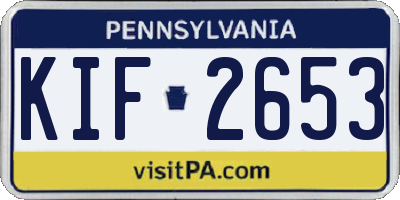 PA license plate KIF2653