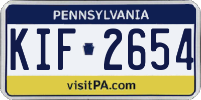PA license plate KIF2654
