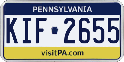 PA license plate KIF2655