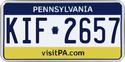 PA license plate KIF2657