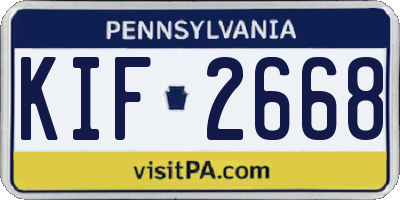 PA license plate KIF2668