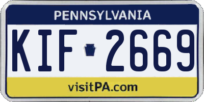 PA license plate KIF2669