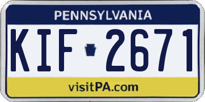 PA license plate KIF2671