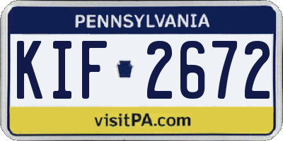 PA license plate KIF2672