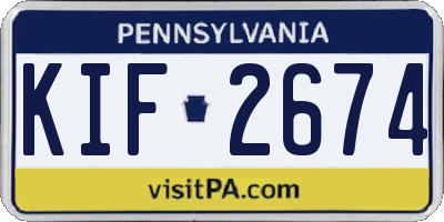 PA license plate KIF2674