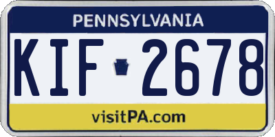 PA license plate KIF2678